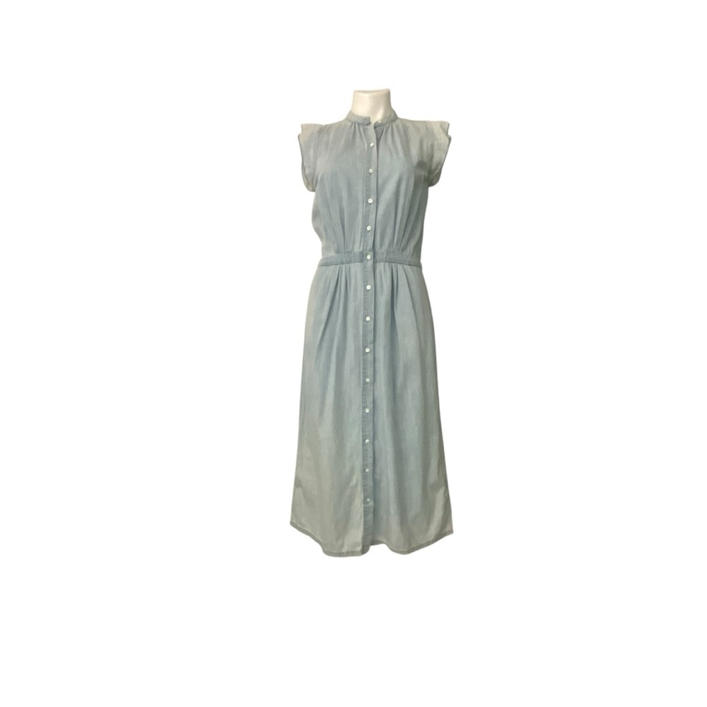 Joie’ Awel Light Blue Button Front Chambray Midi Dress in Western Fade - Picture 7 of 16